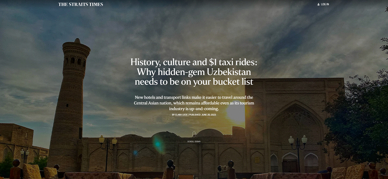 Singapur nashrlarida O‘zbekiston turistik salohiyatiga oid maqolalar chop etildi